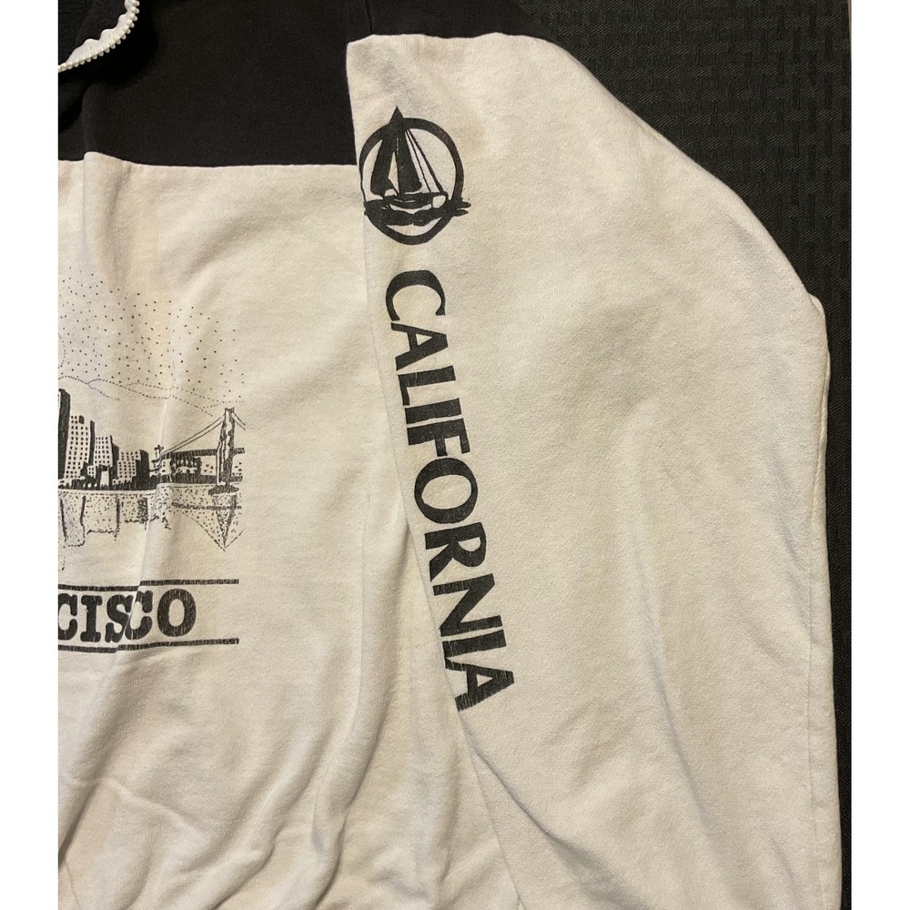 Vintage San Francisco Sweatshirt Mens Large White Black Quarter Zip Made USA 90s - Picture 6 of 10